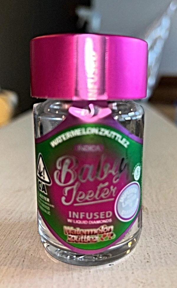 WATERMELON ZKITTLEZ DIAMOND INFUSED KIEF COVERED BABBY JEETER 5 PREROLL JAR