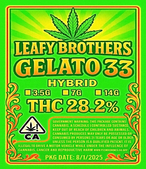 GELATO 33   28.2% THC $3.5G $35 - 7G $60 - 14G $99 - 28G $159 - Image 2