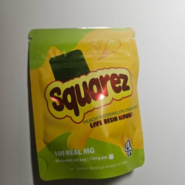 PEACH WATERMELON STARBURST GUMMY SQUARES 100MG