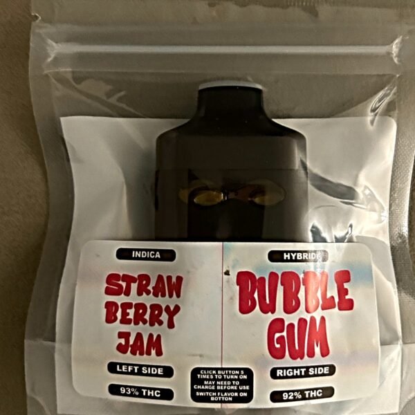 STRAWBERRY JAM 1NDICA & BUBBLE GUM HYBRID 2 G SWITCH VAPE POD 29.98