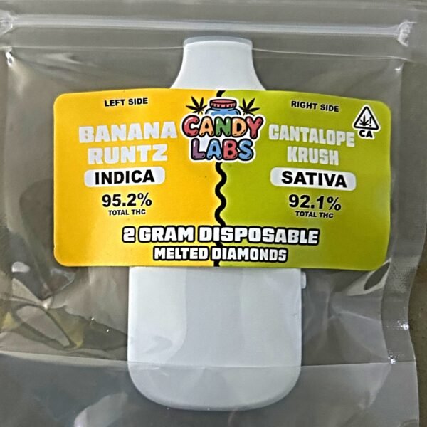 BANANA RUNTZ INDICA & CANTALOPE KRUSH SATIVA 2 G S WITCH COMBO MELTED DIAMONDS VAPE POD