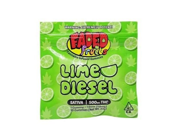 LIME DIESEL GUMMY SQUARES SATIVA 1000MG BY FADED $15.98