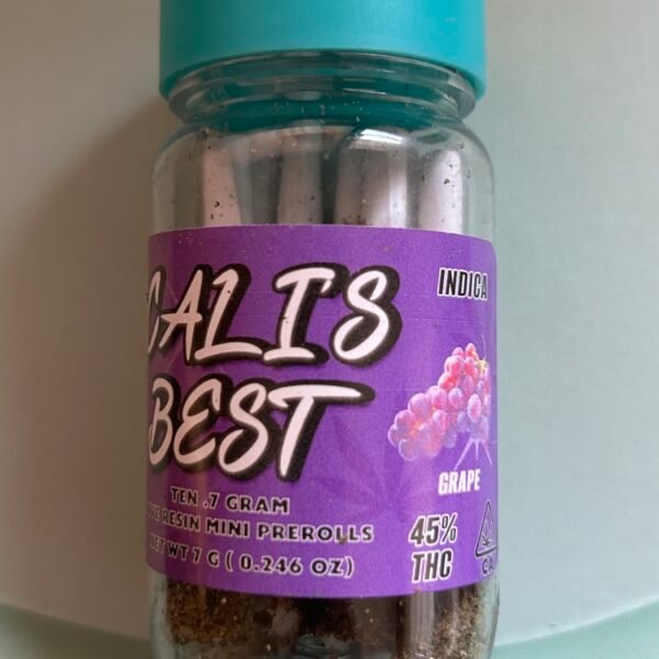 GRAPE DIAMOND INFUSED INDICA KIEF COVERED 45%THC .5G PREROLLS -10 COUNT JAR $34.99 HYBRID BY CALI'S BEST