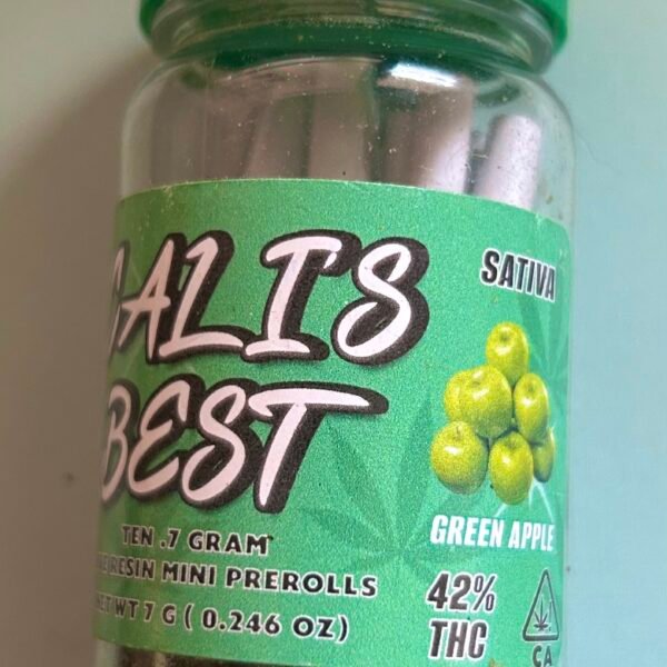 GREEN APPLE DIAMOND INFUSED SATIVA KIEF COVERED 42%THC .5G PREROLLS -10 COUNT JAR $34.99 BY CALI'S BEST